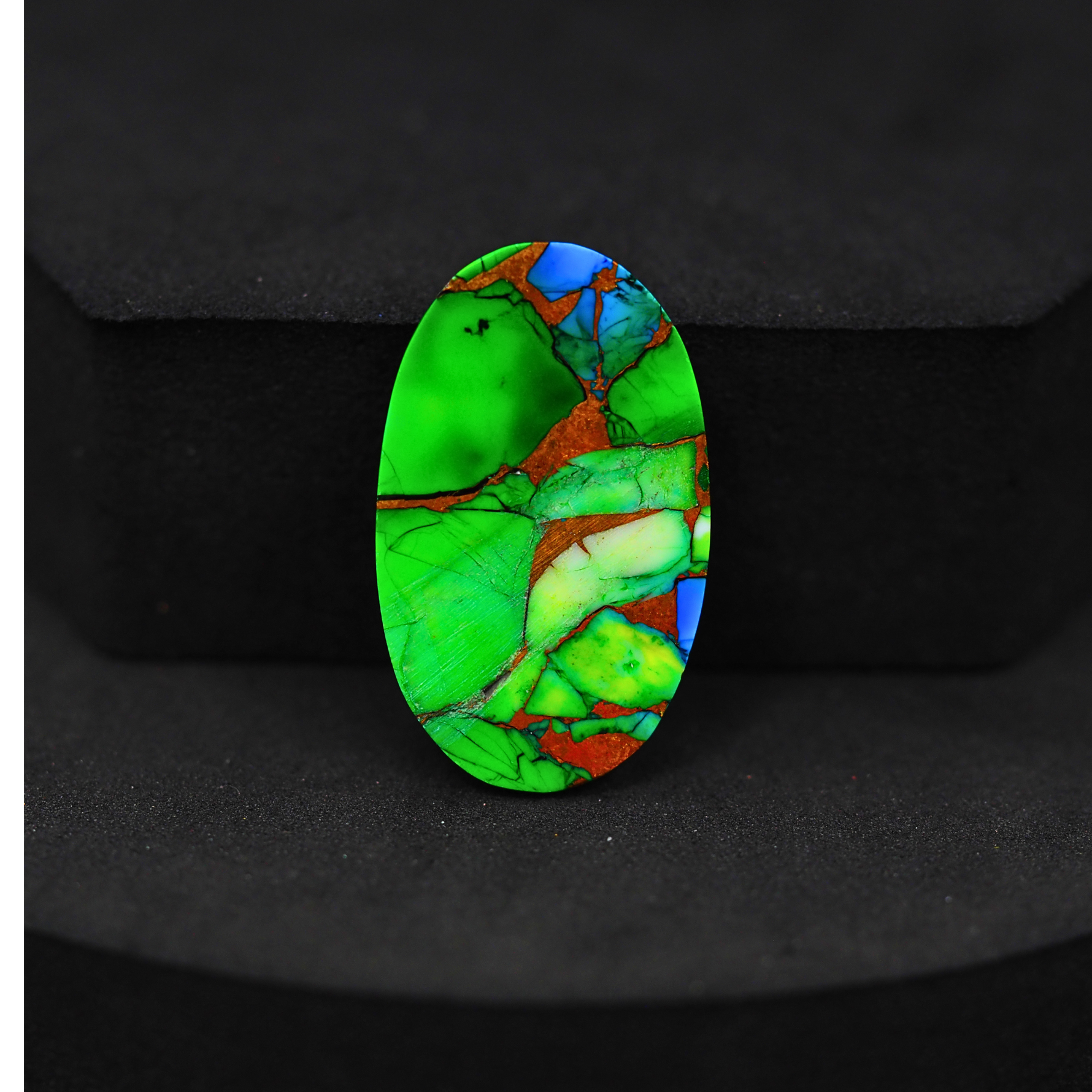 Natural Peacock Dahlia Oval Cabochon 27x16mm 15.6ct - Peacock Blue-Green Composite - Pedra Gems