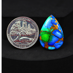Natural Peacock Dahlia Pear Cabochon 26x18mm 15ct - Peacock Blue-Green Composite - Pedra Gems