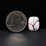 Stabilized Pink Dahlia Cushion Cabochon 15x12x4mm 8.5ct - soft pink and white with bronze veining, Kingman Arizona - Pedra Gems.