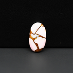 Stabilized Pink Dahlia Oval Cabochon 19x11x4mm 8.5ct - soft pink and white with bronze veining, Kingman Arizona - Pedra Gems.