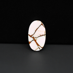 Stabilized Pink Dahlia Oval Cabochon 19x11x4mm 8.5ct - soft pink and white with bronze veining, Kingman Arizona - Pedra Gems.