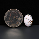 Stabilized Pink Dahlia Oval Cabochon 16x11x4mm 6.5ct - soft pink and white with bronze veining, Kingman Arizona - Pedra Gems.