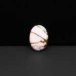 Stabilized Pink Dahlia Oval Cabochon 16x11x4mm 6.5ct - soft pink and white with bronze veining, Kingman Arizona - Pedra Gems.