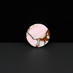 Stabilized Pink Dahlia Round Cabochon 16x16x4mm 9ct - soft pink and white with bronze veining, Kingman Arizona - Pedra Gems.
