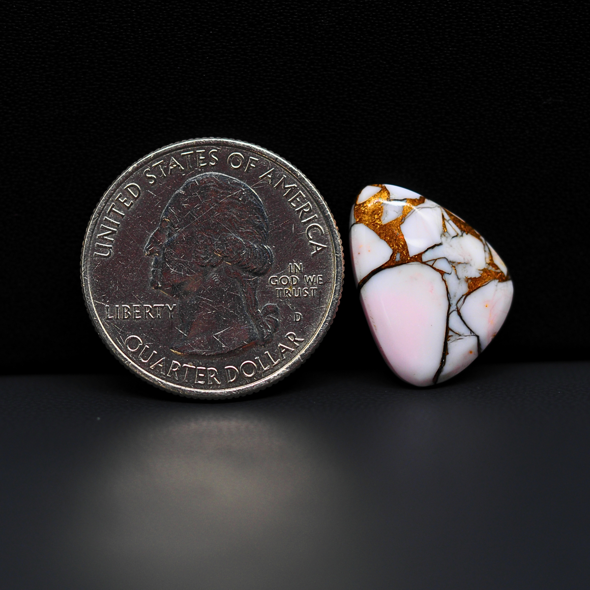 Stabilized Pink Dahlia Freeform Cabochon 18x14x3mm 8.5ct - soft pink and white with bronze veining, Kingman Arizona - Pedra Gems.