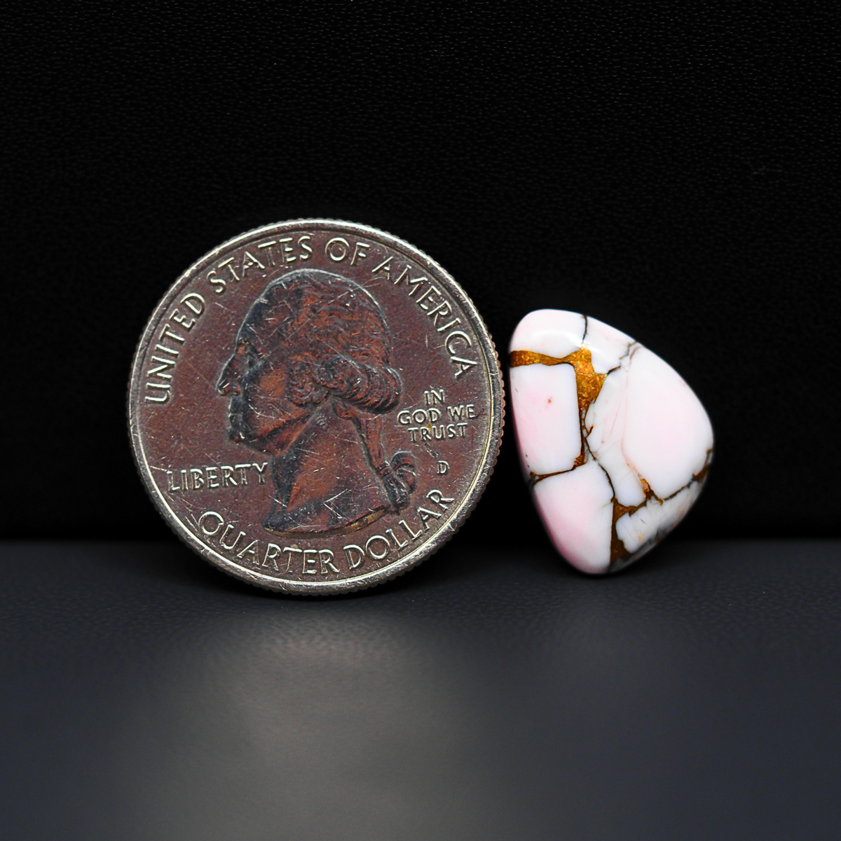 Stabilized Pink Dahlia Freeform Cabochon 17x13x4mm 7ct - soft pink and white with bronze veining, Kingman Arizona - Pedra Gems.