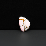 Stabilized Pink Dahlia Freeform Cabochon 17x13x4mm 7ct - soft pink and white with bronze veining, Kingman Arizona - Pedra Gems.