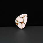 Stabilized Pink Dahlia Freeform Cabochon 17x13x4mm 7ct - soft pink and white with bronze veining, Kingman Arizona - Pedra Gems.