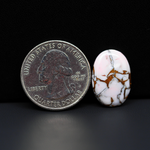 Stabilized Pink Dahlia Oval Cabochon 19x13x4mm 10ct - soft pink and white with bronze veining, Kingman Arizona - Pedra Gems.