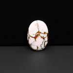 Stabilized Pink Dahlia Oval Cabochon 19x13x4mm 10ct - soft pink and white with bronze veining, Kingman Arizona - Pedra Gems.