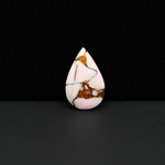 Stabilized Pink Dahlia Pear Cabochon 19x12x3mm 6.5ct - soft pink and white with bronze veining, Kingman Arizona - Pedra Gems.