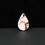 Stabilized Pink Dahlia Pear Cabochon 19x12x3mm 6.5ct - soft pink and white with bronze veining, Kingman Arizona - Pedra Gems.