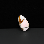 Stabilized Pink Dahlia Freeform Cabochon 19x11x3mm 6ct - soft pink and white with bronze veining, Kingman Arizona - Pedra Gems.