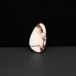 Stabilized Pink Dahlia Freeform Cabochon 19x11x3mm 6ct - soft pink and white with bronze veining, Kingman Arizona - Pedra Gems.