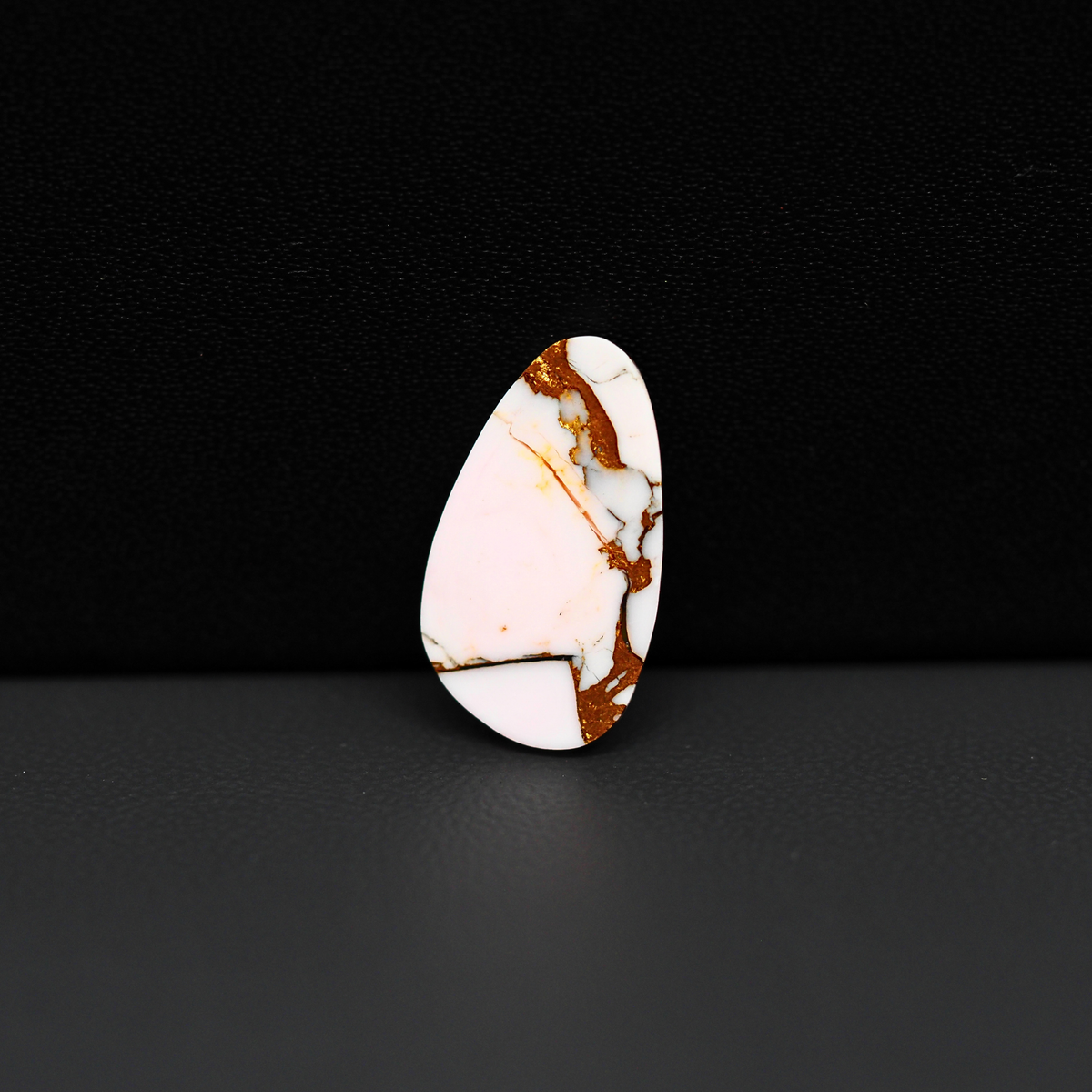 Stabilized Pink Dahlia Freeform Cabochon 19x11x3mm 6ct - soft pink and white with bronze veining, Kingman Arizona - Pedra Gems.