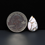 Stabilized Pink Dahlia Pear Cabochon 18x11x4mm 6.5ct - soft pink and white with bronze veining, Kingman Arizona - Pedra Gems.