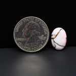 Stabilized Pink Dahlia Oval Cabochon 15x10x4mm 5.5ct - soft pink and white with bronze veining, Kingman Arizona - Pedra Gems.