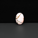 Stabilized Pink Dahlia Oval Cabochon 15x10x4mm 5.5ct - soft pink and white with bronze veining, Kingman Arizona - Pedra Gems.