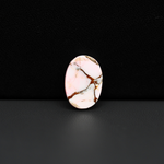 Stabilized Pink Dahlia Oval Cabochon 15x10x4mm 5.5ct - soft pink and white with bronze veining, Kingman Arizona - Pedra Gems.