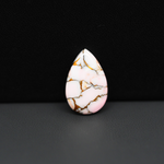 Stabilized Pink Dahlia Pear Cabochon 19x12x4mm 7.5ct - soft pink and white with bronze veining, Kingman Arizona - Pedra Gems.