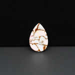 Stabilized Pink Dahlia Pear Cabochon 19x12x4mm 7.5ct - soft pink and white with bronze veining, Kingman Arizona - Pedra Gems.
