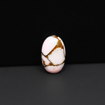 Stabilized Pink Dahlia Oval Cabochon 17x10x4mm 7.5ct - soft pink and white with bronze veining, Kingman Arizona - Pedra Gems.