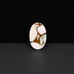 Stabilized Pink Dahlia Oval Cabochon 17x10x4mm 7.5ct - soft pink and white with bronze veining, Kingman Arizona - Pedra Gems.