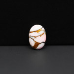 Stabilized Pink Dahlia Oval Cabochon 16x11x3mm 7ct - soft pink and white with bronze veining, Kingman Arizona - Pedra Gems.