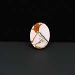 Stabilized Pink Dahlia Oval Cabochon 17x13x4mm 7.5ct - soft pink and white with bronze veining, Kingman Arizona - Pedra Gems.