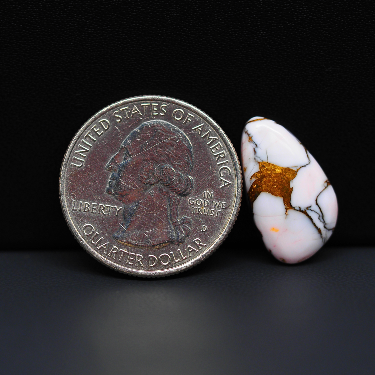 Stabilized Pink Dahlia Oval Cabochon 20x11x4mm 8.5ct - soft pink and white with bronze veining, Kingman Arizona - Pedra Gems.