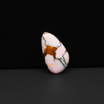 Stabilized Pink Dahlia Oval Cabochon 20x11x4mm 8.5ct - soft pink and white with bronze veining, Kingman Arizona - Pedra Gems.