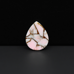 Stabilized Pink Dahlia Pear Cabochon 19x15x4mm 9.5ct - soft pink and white with bronze veining, Kingman Arizona - Pedra Gems.