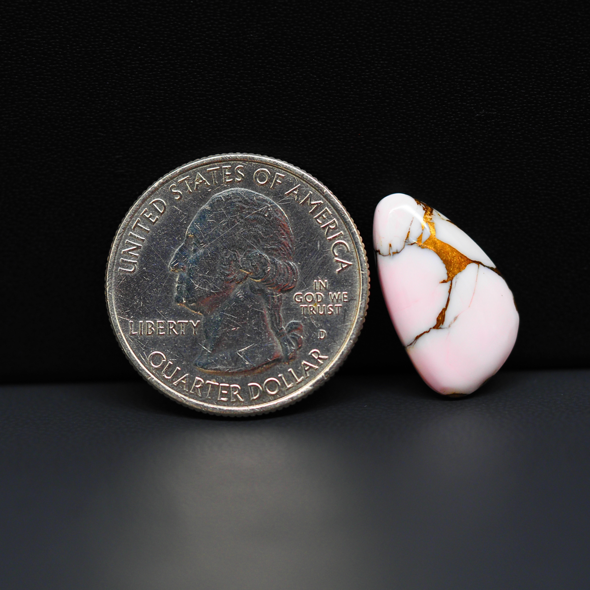 Stabilized Pink Dahlia Freeform Cabochon 19x11x4mm 7.5ct - soft pink and white with bronze veining, Kingman Arizona - Pedra Gems.