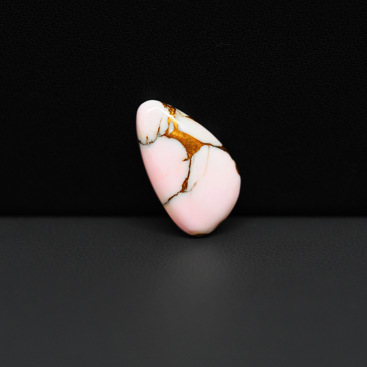 Stabilized Pink Dahlia Freeform Cabochon 19x11x4mm 7.5ct - soft pink and white with bronze veining, Kingman Arizona - Pedra Gems.