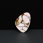 Stabilized Pink Dahlia Freeform Cabochon 25x19x4mm 19ct - soft pink and white with bronze veining, Kingman Arizona - Pedra Gems.