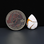 Stabilized Pink Dahlia Pear Cabochon 14x11x3mm 7ct - soft pink and white with bronze veining, Kingman Arizona - Pedra Gems.