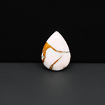 Stabilized Pink Dahlia Pear Cabochon 14x11x3mm 7ct - soft pink and white with bronze veining, Kingman Arizona - Pedra Gems.