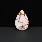 Stabilized Pink Dahlia Pear Cabochon 27x18x3mm 11ct - soft pink and white with bronze veining, Kingman Arizona - Pedra Gems.