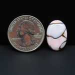 Stabilized Pink Dahlia Oval Cabochon 20x13x4mm 10.5ct - soft pink and white with bronze veining, Kingman Arizona - Pedra Gems.