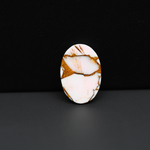 Stabilized Pink Dahlia Oval Cabochon 20x13x4mm 10.5ct - soft pink and white with bronze veining, Kingman Arizona - Pedra Gems.