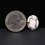 Stabilized Pink Dahlia Oval Cabochon 17x13x3mm 7.5ct - soft pink and white with bronze veining, Kingman Arizona - Pedra Gems.