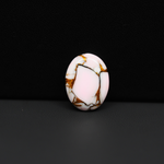 Stabilized Pink Dahlia Oval Cabochon 17x13x3mm 7.5ct - soft pink and white with bronze veining, Kingman Arizona - Pedra Gems.