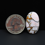 Stabilized Pink Dahlia Oval Cabochon 27x16x4mm 17.5ct - soft pink and white with bronze veining, Kingman Arizona - Pedra Gems.