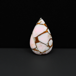 Stabilized Pink Dahlia Pear Cabochon 26x16x4mm 15ct - soft pink and white with bronze veining, Kingman Arizona - Pedra Gems.