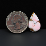 Stabilized Pink Dahlia Pear Cabochon 21x13x3mm 8.5ct - soft pink and white with bronze veining, Kingman Arizona - Pedra Gems.
