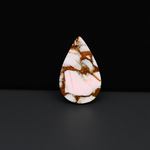 Stabilized Pink Dahlia Pear Cabochon 21x13x3mm 8.5ct - soft pink and white with bronze veining, Kingman Arizona - Pedra Gems.