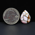 Stabilized Pink Dahlia Pear Cabochon 19x14x4mm 9ct - soft pink and white with bronze veining, Kingman Arizona - Pedra Gems.