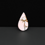 Stabilized Pink Dahlia Pear Cabochon 17x10x4mm 6ct - soft pink and white with bronze veining, Kingman Arizona - Pedra Gems.