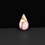 Stabilized Pink Dahlia Pear Cabochon 17x10x4mm 6ct - soft pink and white with bronze veining, Kingman Arizona - Pedra Gems.