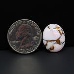 Stabilized Pink Dahlia Oval Cabochon 20x15x4mm 12ct - soft pink and white with bronze veining, Kingman Arizona - Pedra Gems.